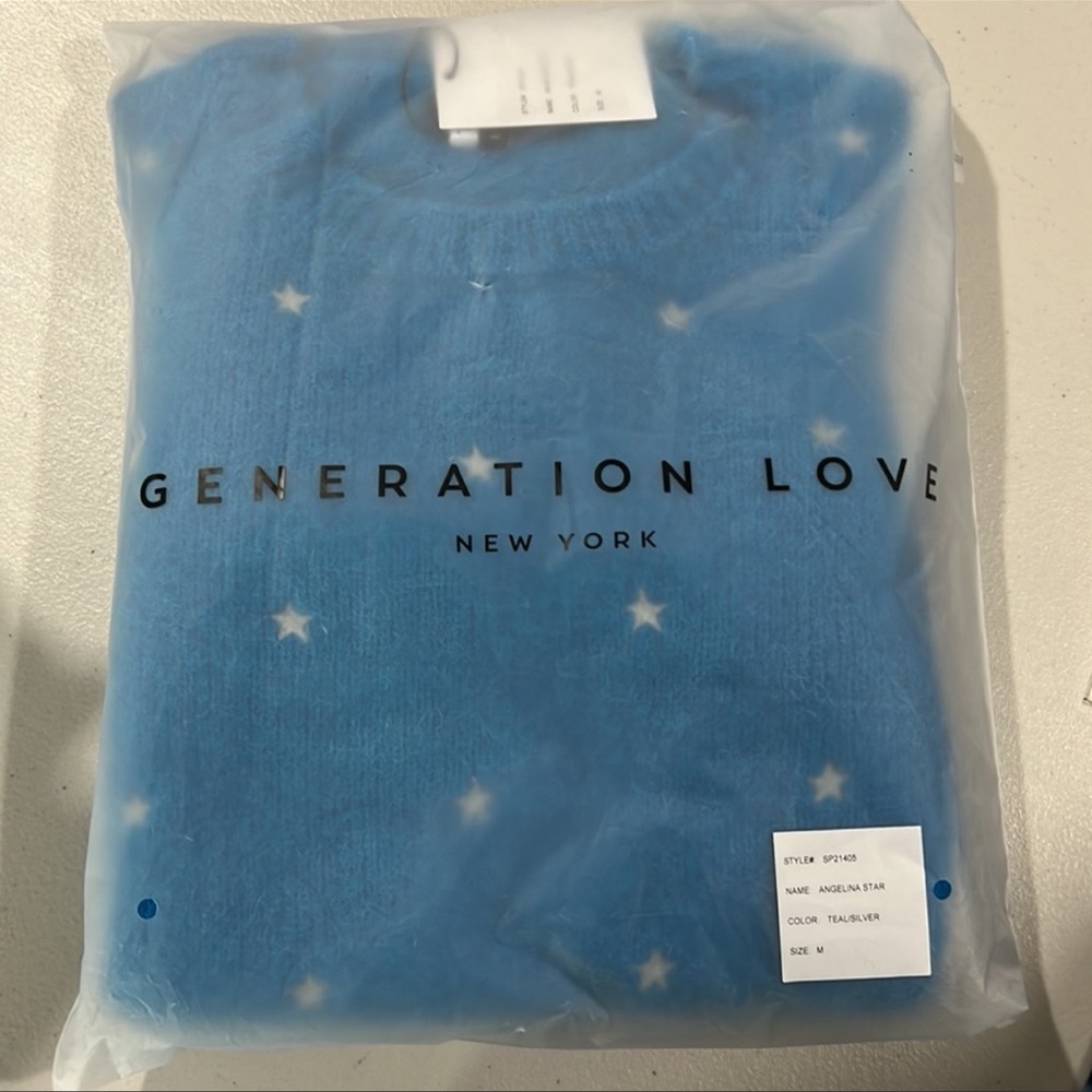 🆕Generation Love Merino/Alpaca Wool Sweater Angelina Star Teal Silver Blue - Picture 13 of 13